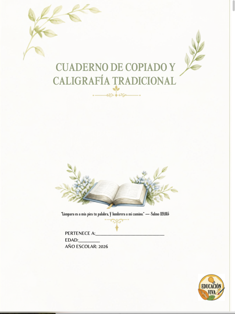 Cuaderno de copiado y Caligrafía tradicional